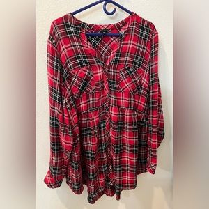 Torrid size 2 Flannel Babydoll Button down tunic shirt